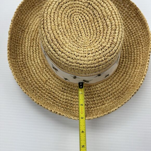 Mary Lake Thompson Straw Sun Hat Bee Ribbon Band Wide Brim Garden Cottage